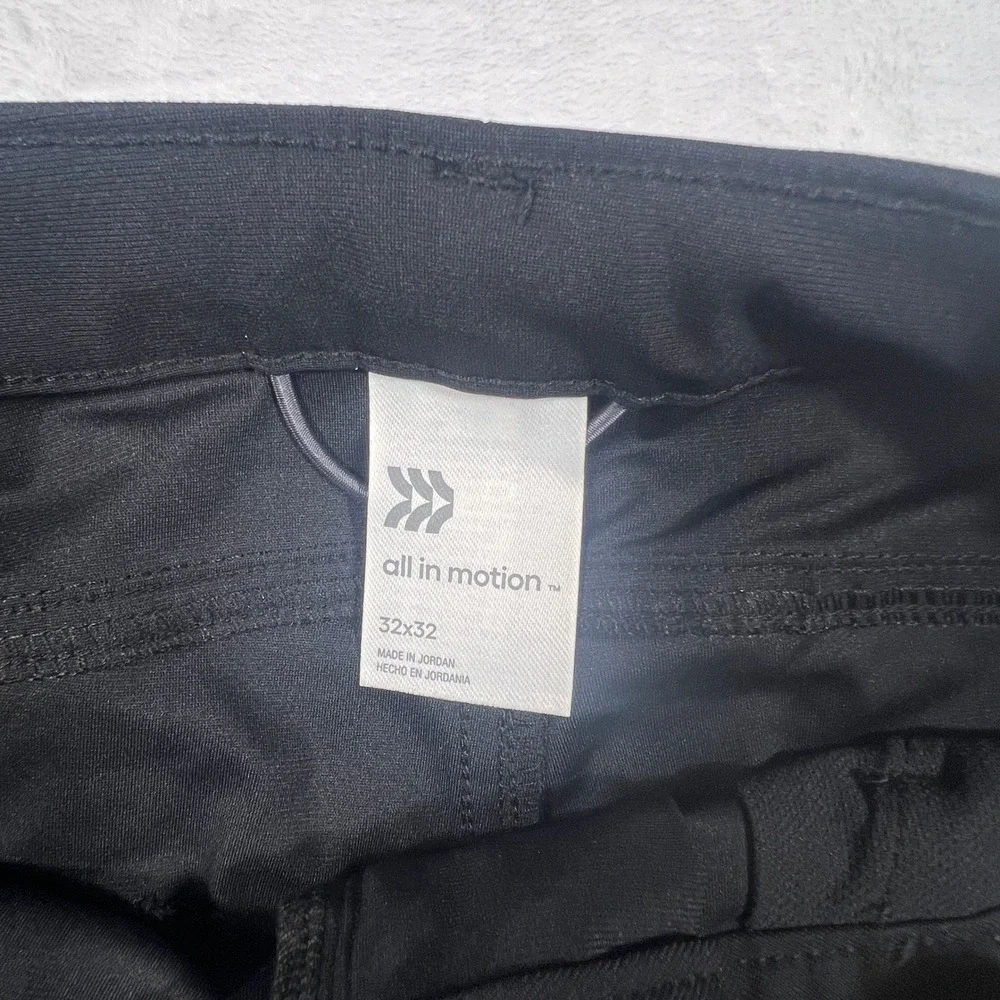 All in Motion Mens Golf Pants Black 32x32 Slim Straight Stretch Performance